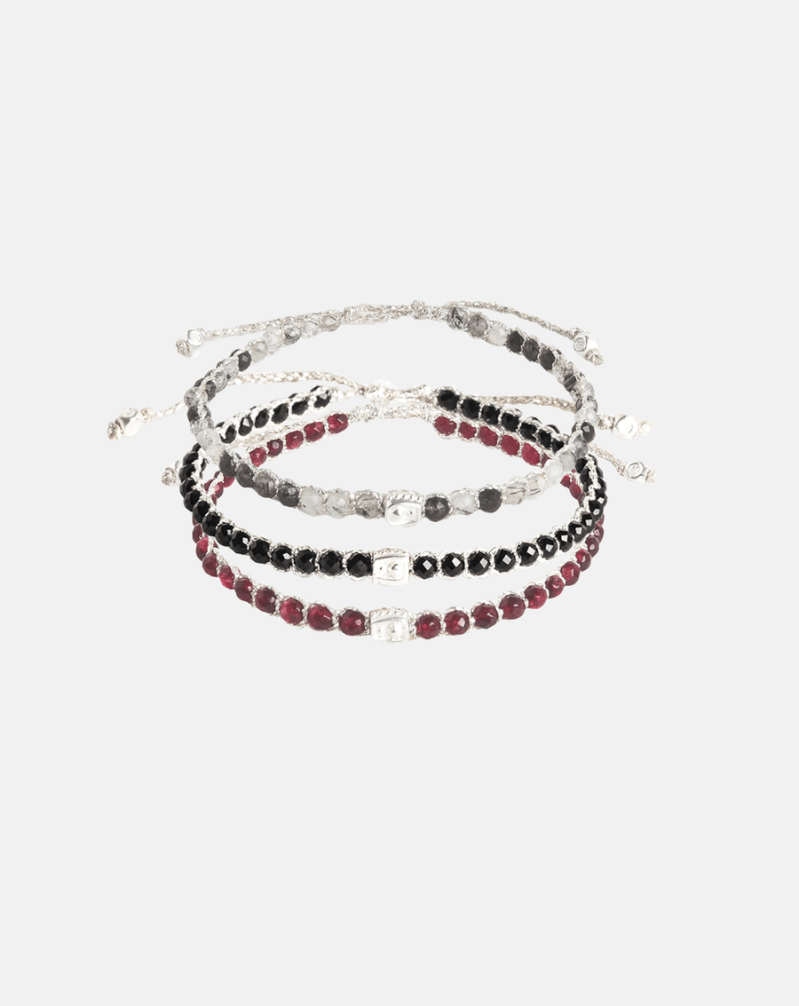 Root Chakra Stack Bracelets | Silver - Samapura Jewelry