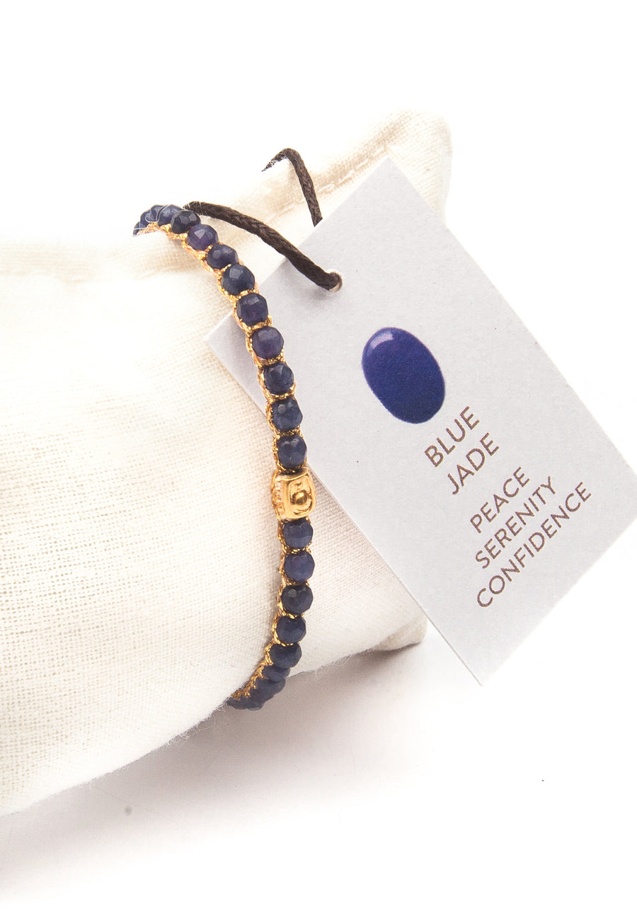 Blue Jade Bracelet | Gold