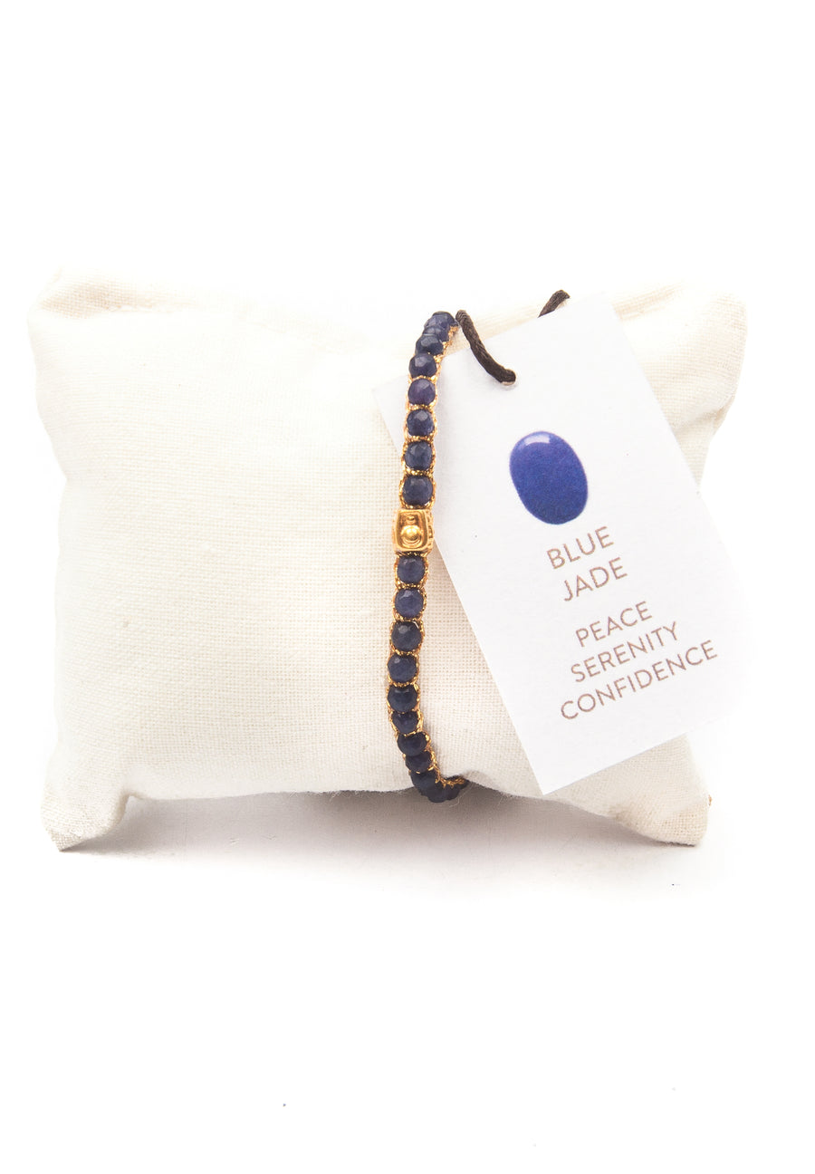 Blue Jade Bracelet | Gold