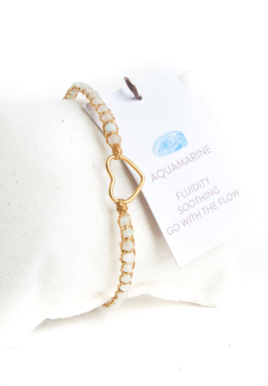 Aquamarine Heart Bracelet | Gold