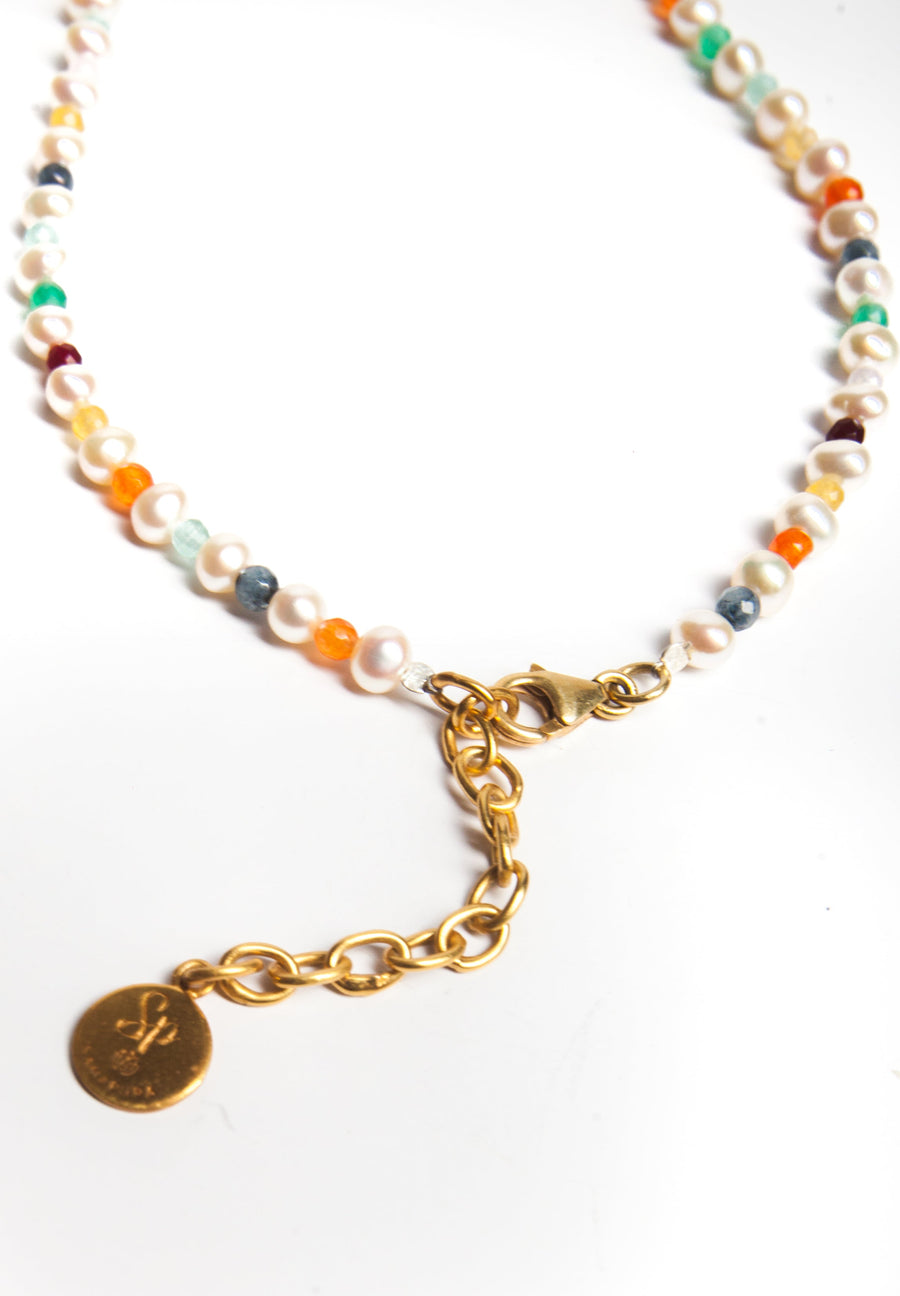 Pearl & Gemstone Necklace | Gold