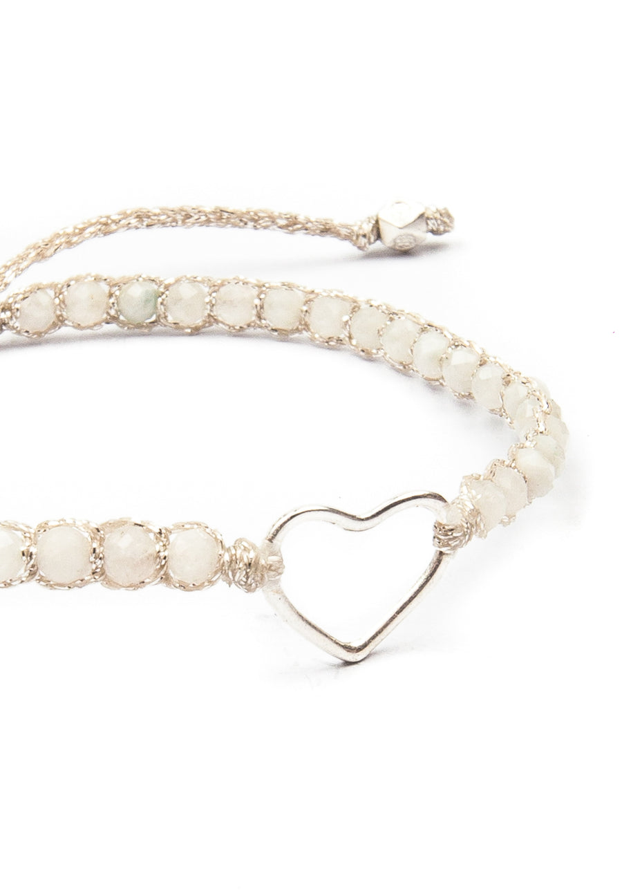 Moonstone Heart Bracelet | Silver