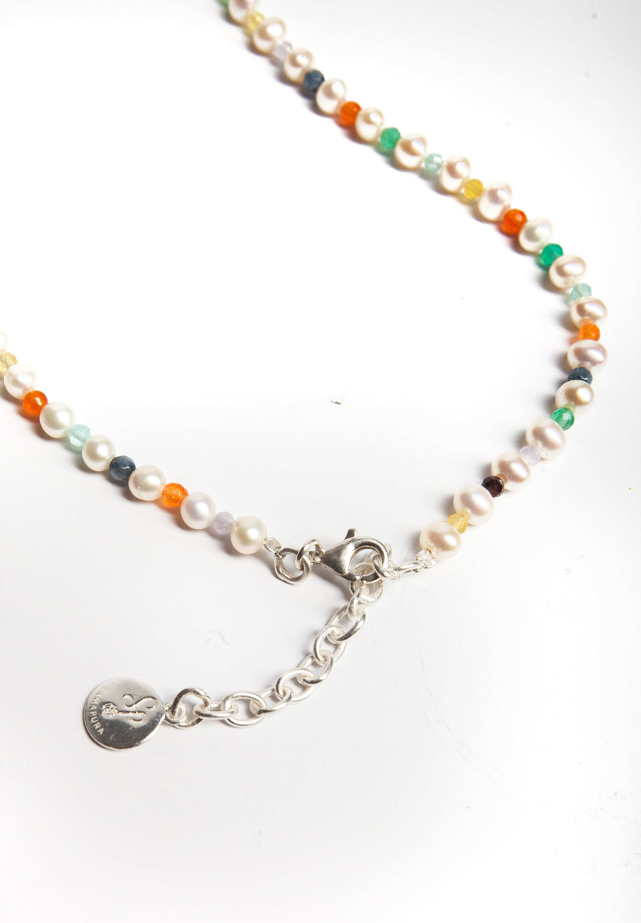 Fresh Water Pearl & Gemstone Necklace | Silver - Samapura Jewelry