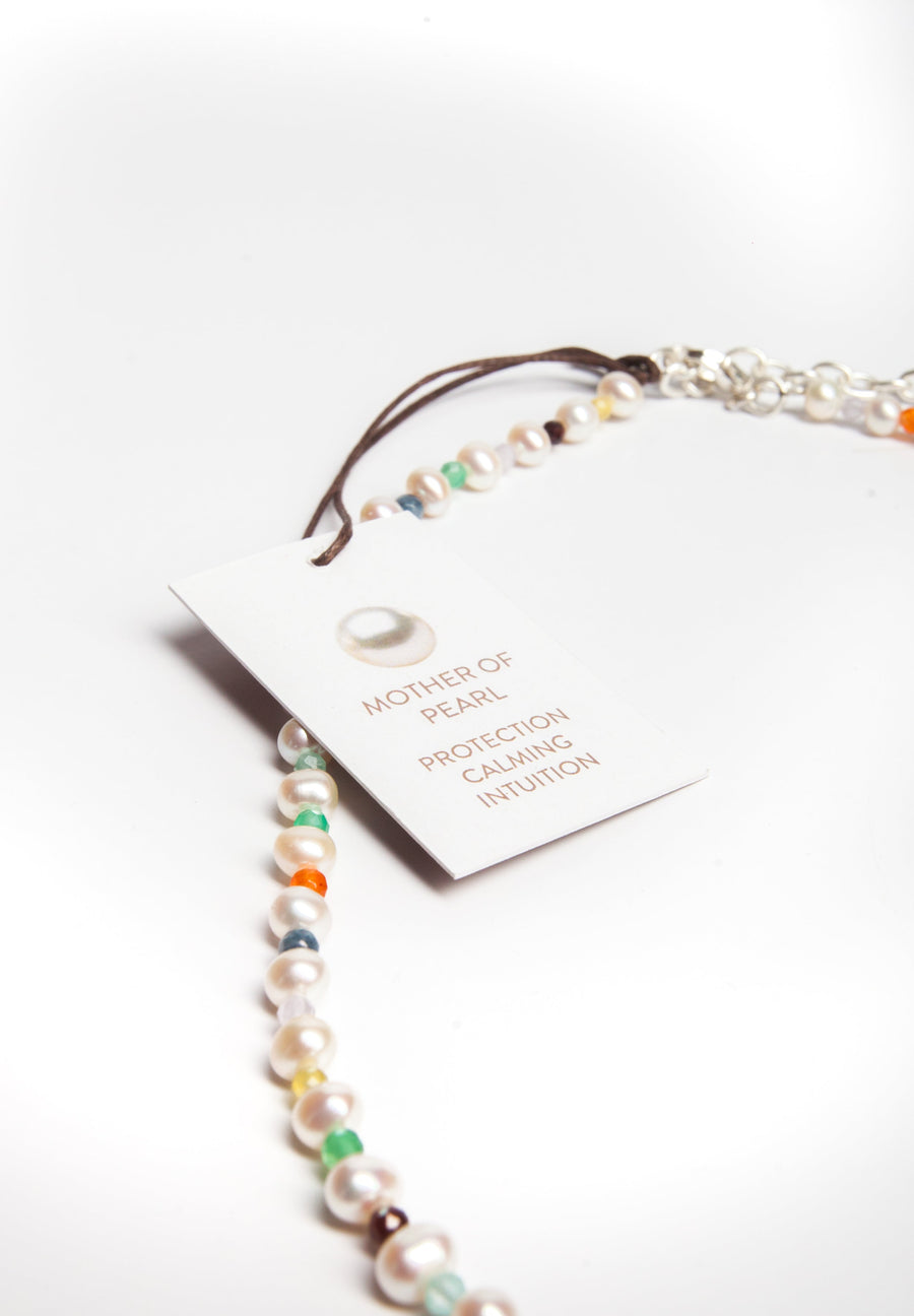 Pearl & Gemstone Necklace | Silver