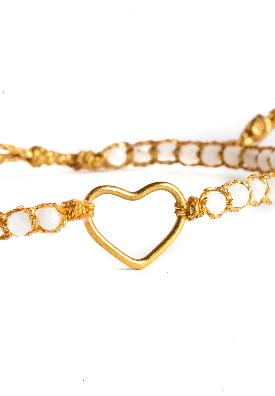 Moonstone Heart Bracelet | Gold