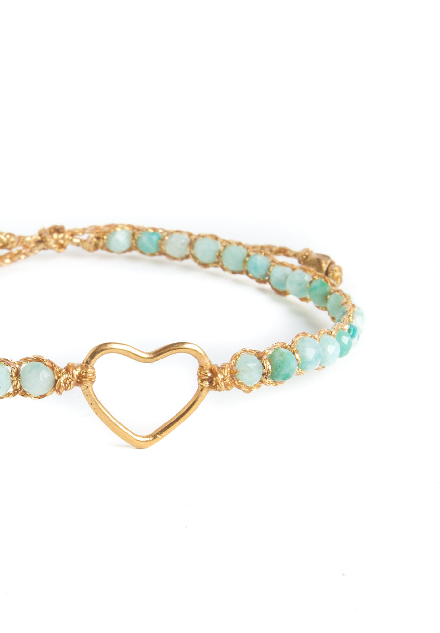 Amazonite Heart Bracelet | Gold