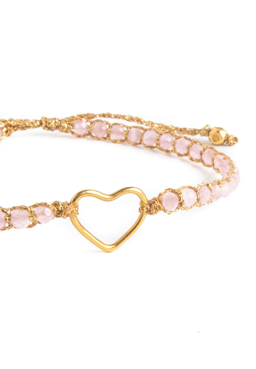 Pink Tourmaline Mozambique Heart Bracelet | Gold - Samapura Jewelry