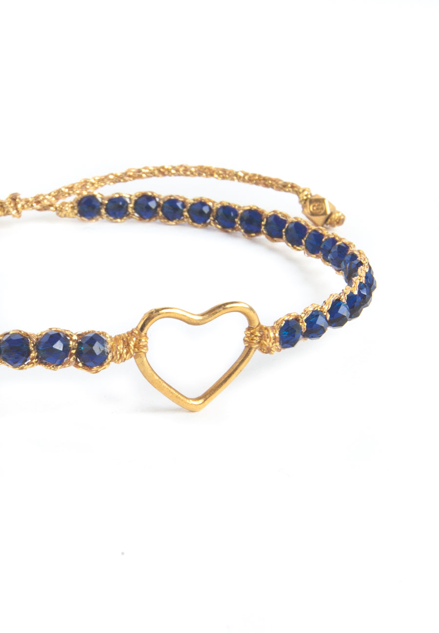 Blue Spinel Heart Bracelet | Gold