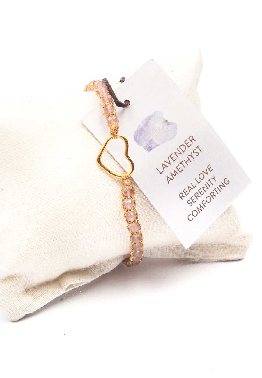 Lavender Amethyst dari Brazil Gelang | Hati