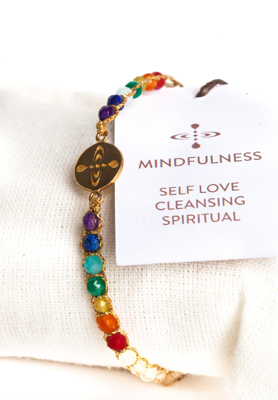 Mindfulness 7 Chakras Lemon Quartz Bracelet | Gold - Samapura Jewelry