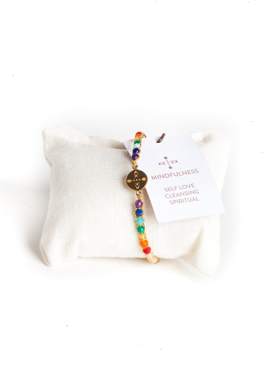 Mindfulness 7 Chakras Lemon Quartz Bracelet | Gold