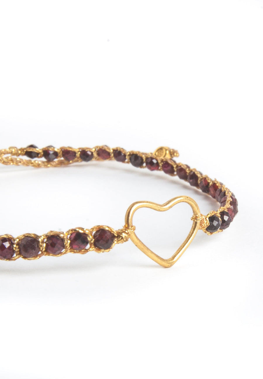 Rhodolite Garnet Heart Bracelet | Gold