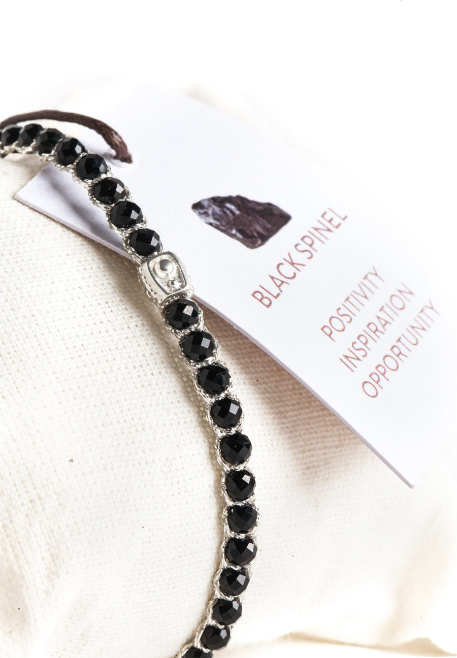 Black Spinel Bracelet | Silver