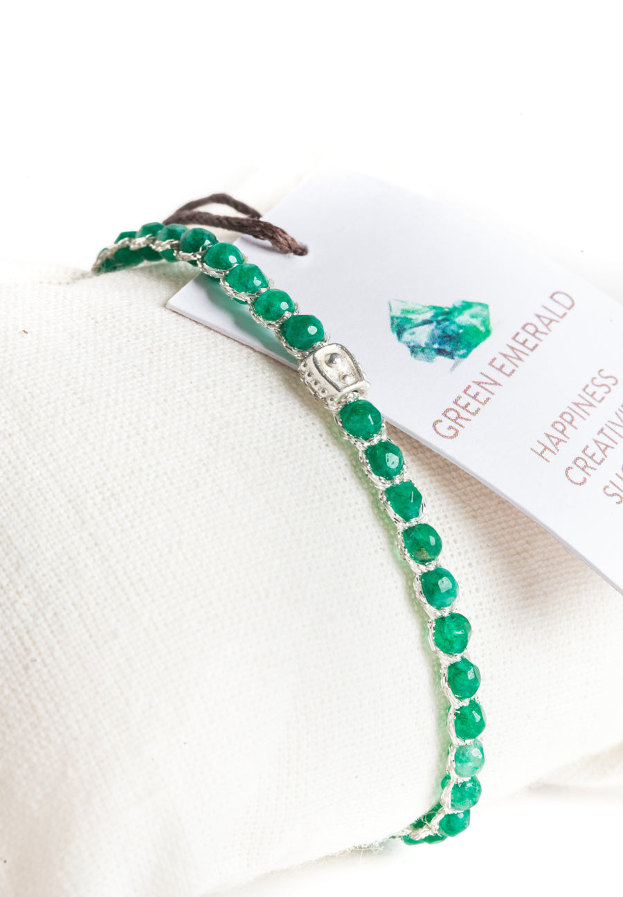 Green Emerald Agate  Bracelet | Silver