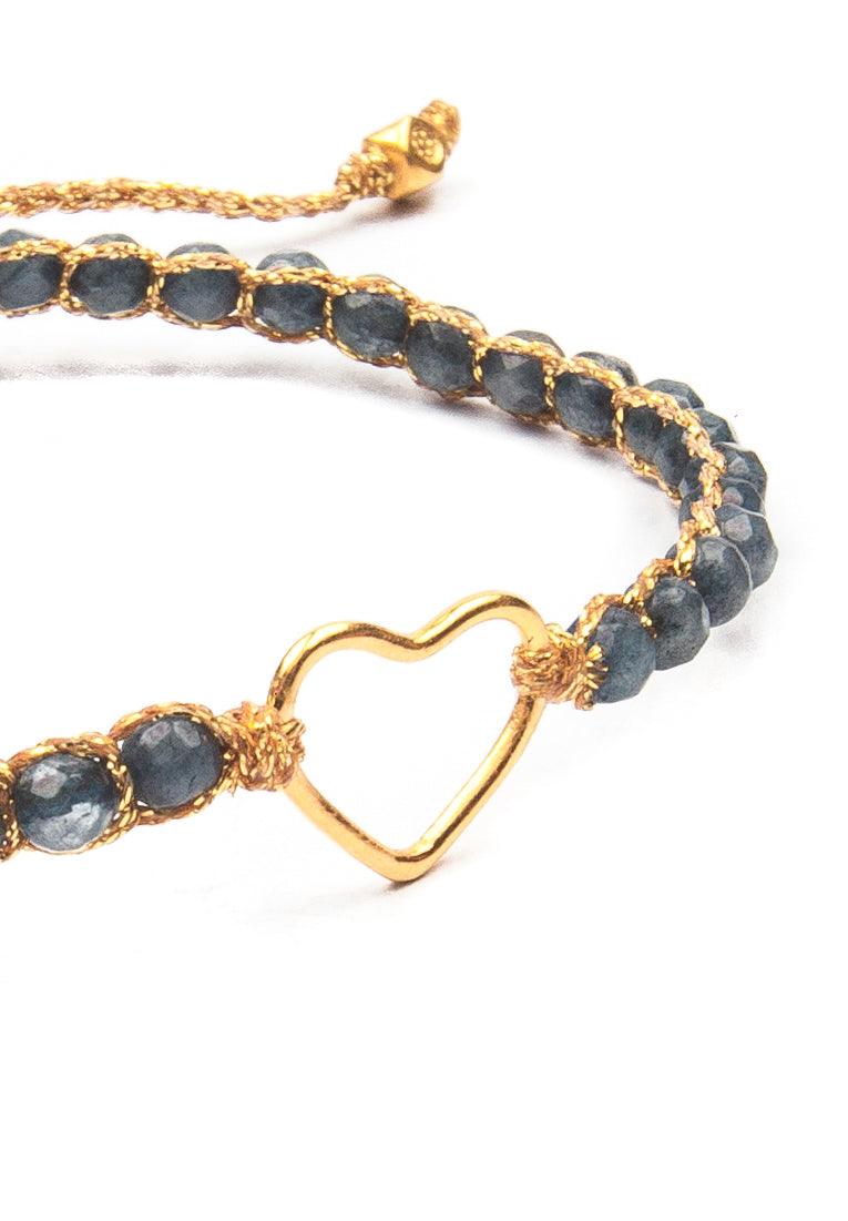 Blue Aventurine Heart Bracelet | Gold - Samapura Jewelry