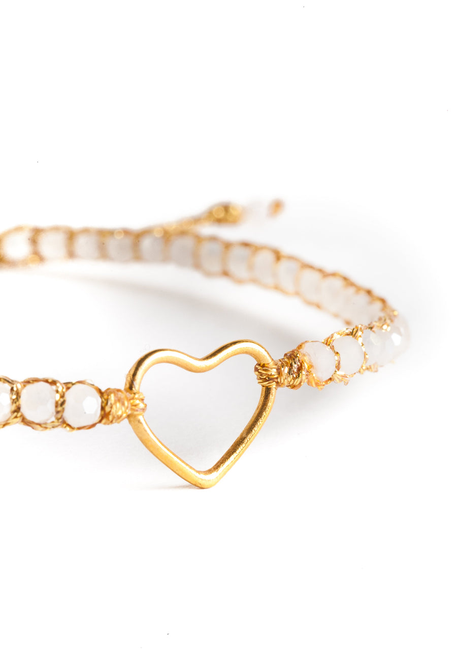 Crystal Rainbow Heart Bracelet | Gold