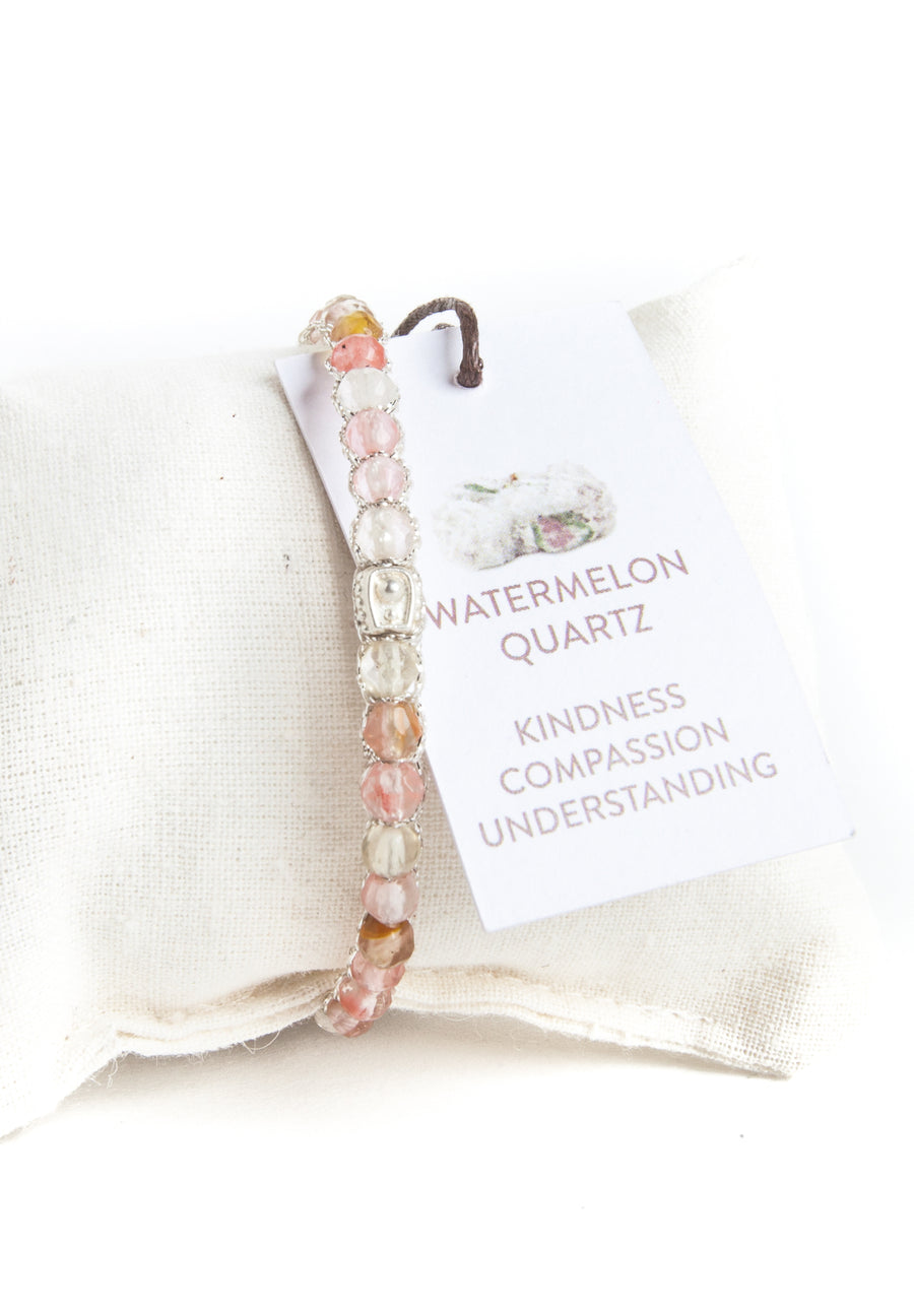 Watermelon Quartz Bracelet | Silver