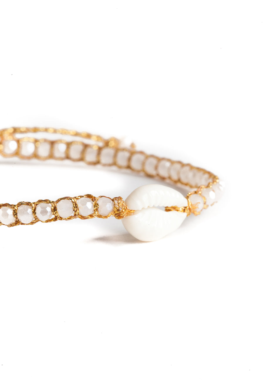 Crystal Rainbow Shell Bracelet | Gold