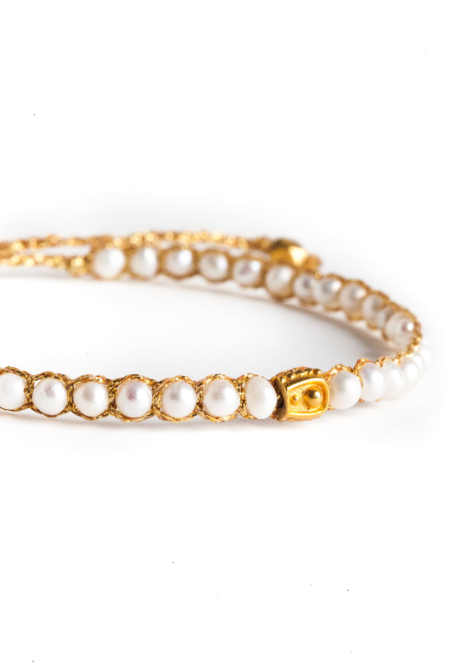 Pearl Round Bracelet | Gold