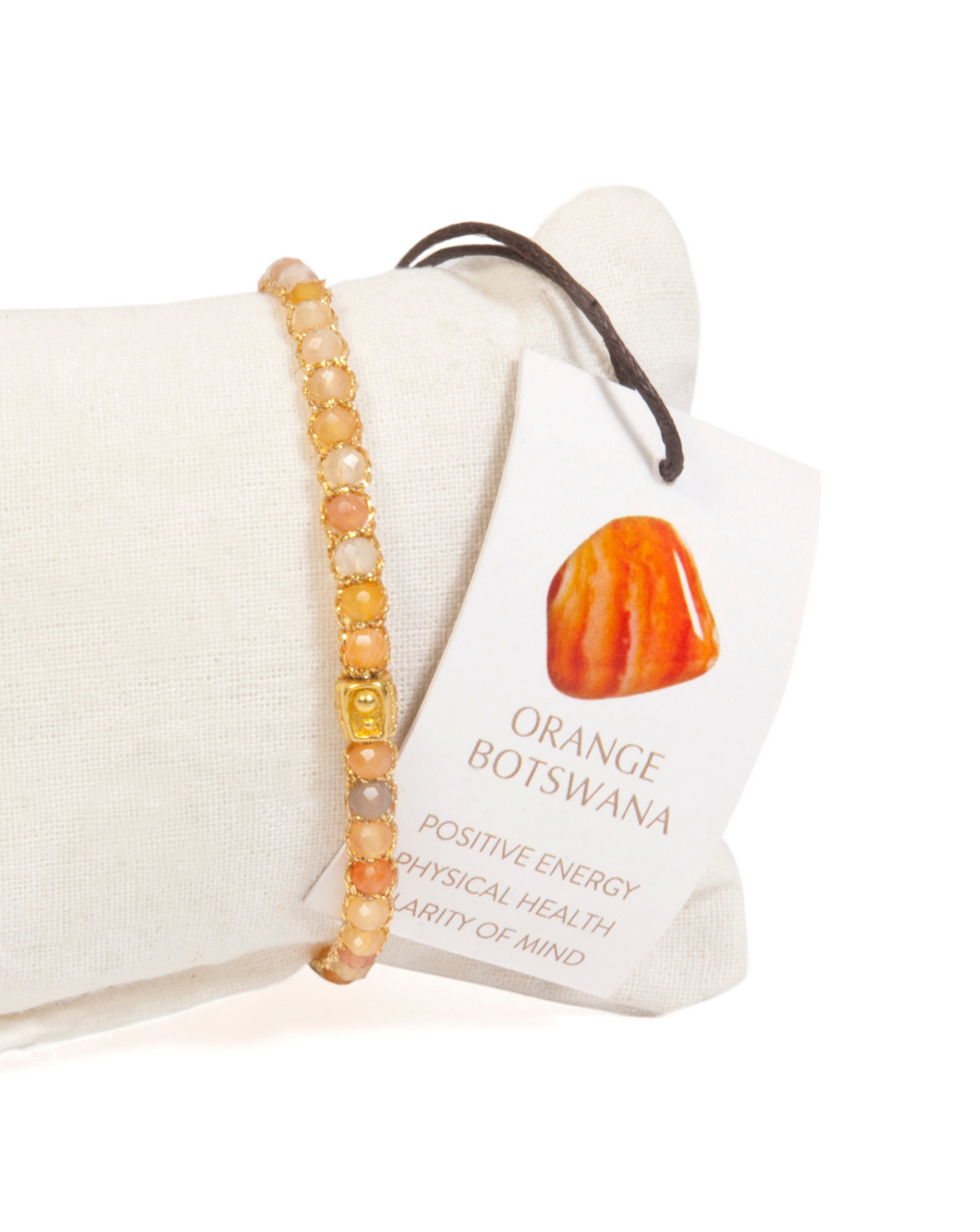 Orange Botswana Agate  Bracelet | Gold