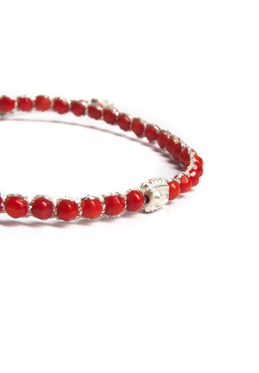 Red Coral Bracelet | Silver