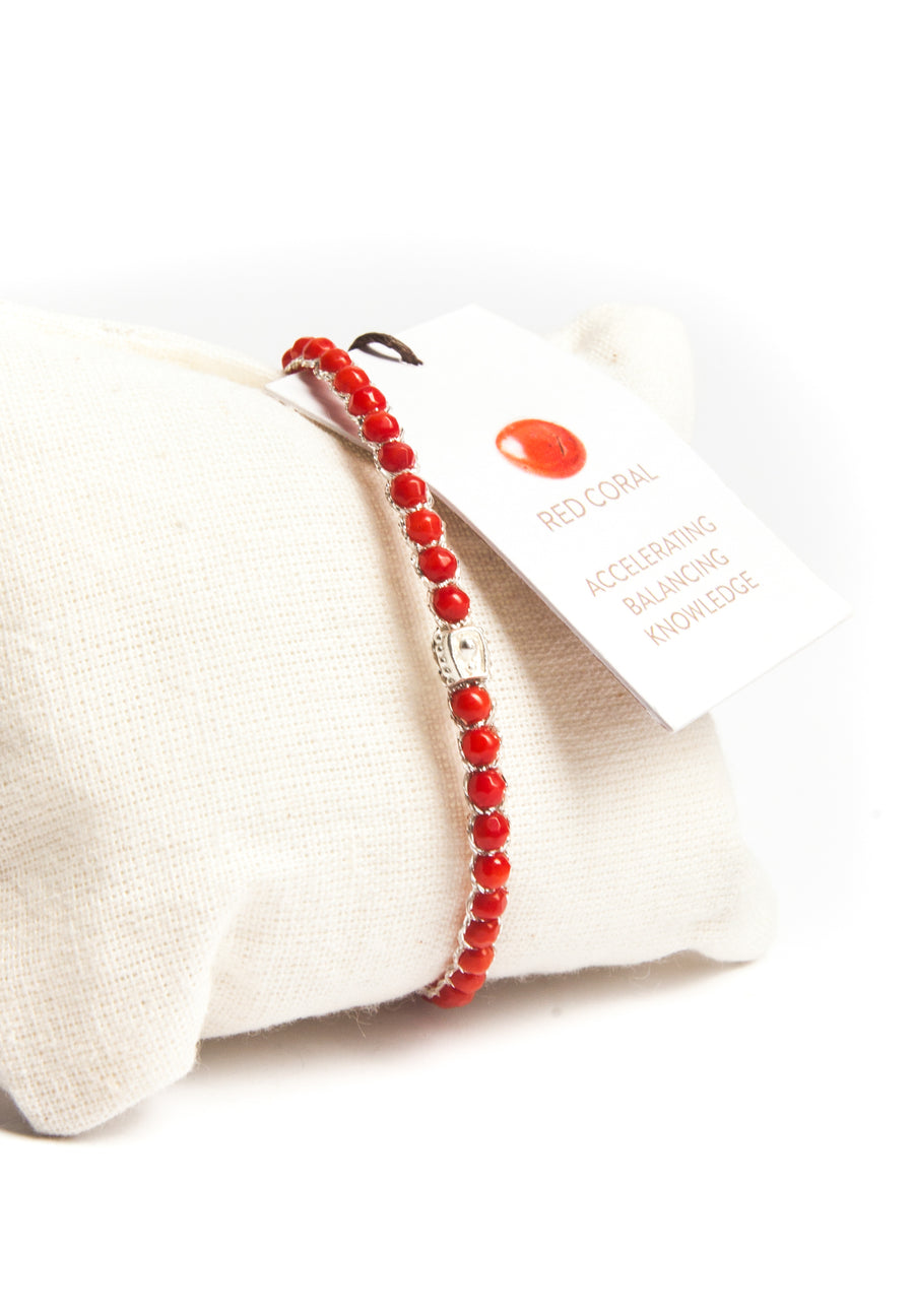 Red Coral Bracelet | Silver