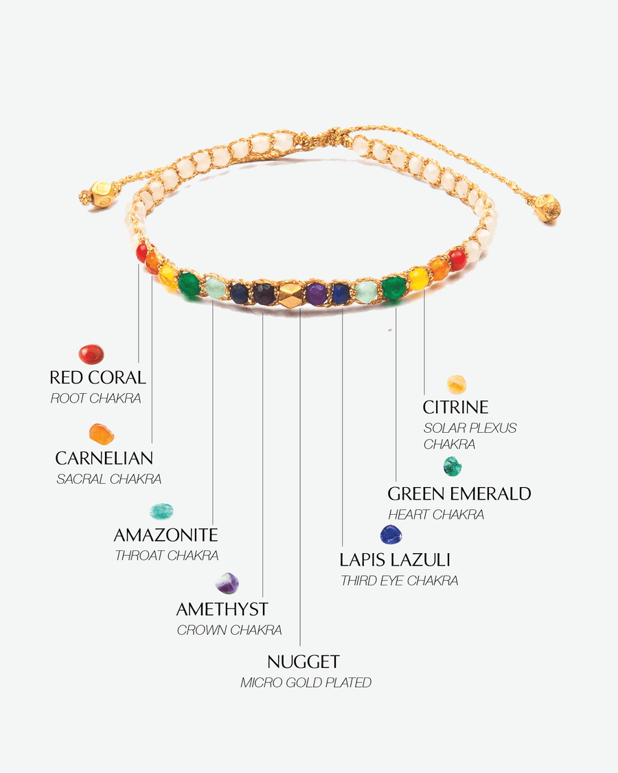 7 Chakras Moonstone Bracelet | Gold - Samapura Jewelry