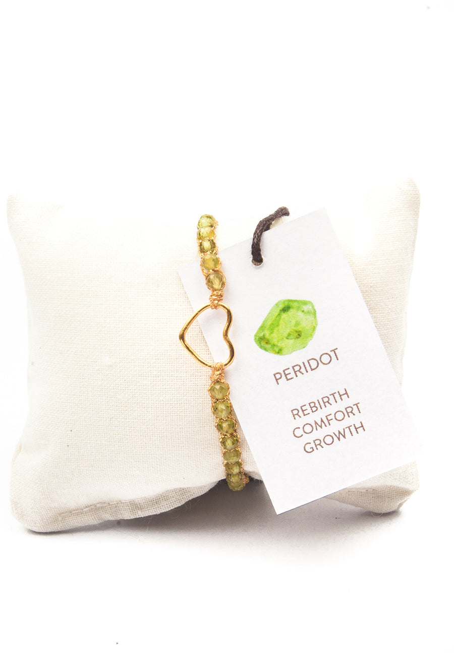 Peridot Heart Bracelet | Gold