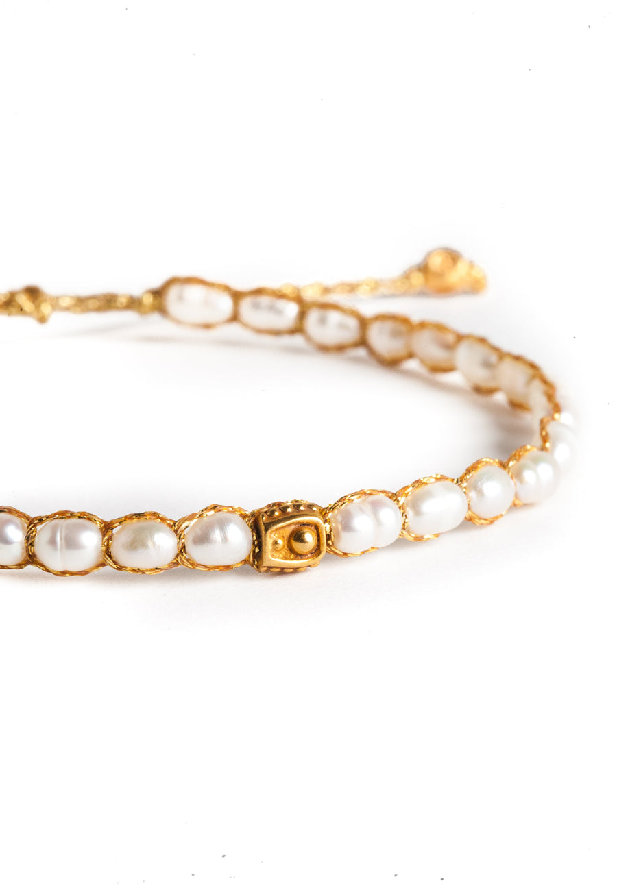 Pearl Oval Bracelet | Gold