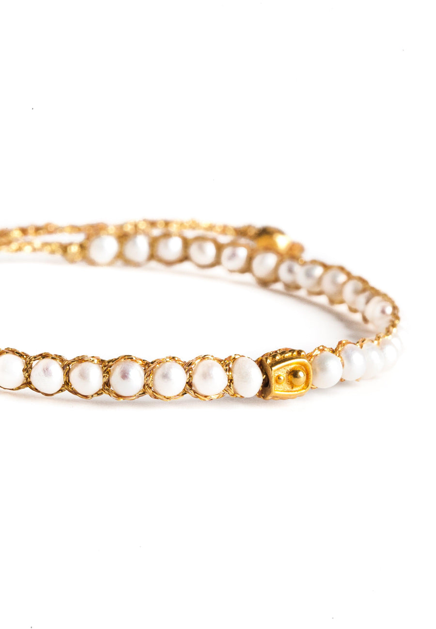 Fresh Water Pearl Round Bracelet | Gold - Samapura Jewelry