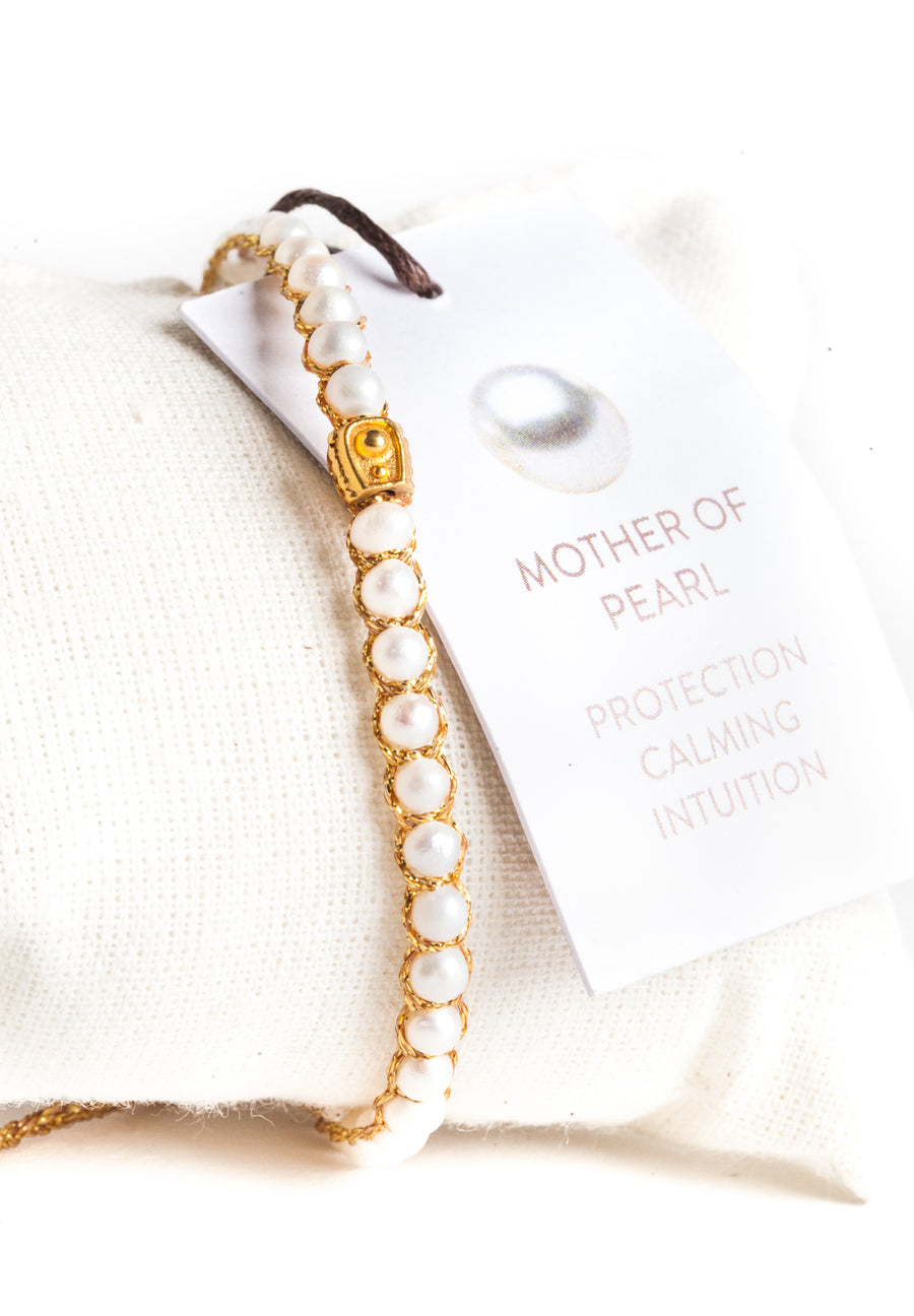 Pearl Round Bracelet | Gold