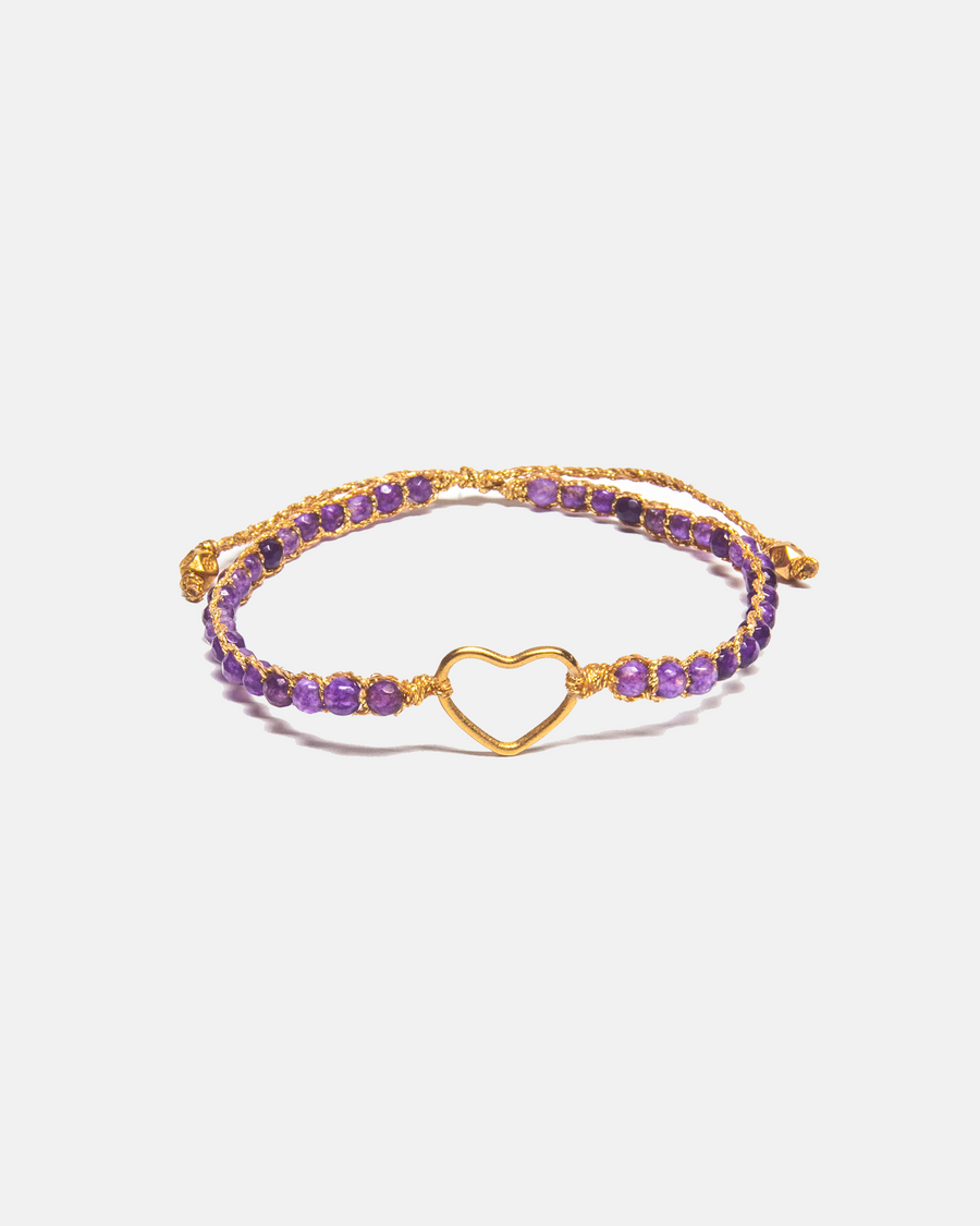 Amethyst Heart Bracelet | Gold