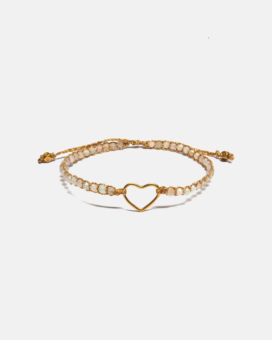 Aquamarine Heart Bracelet | Gold