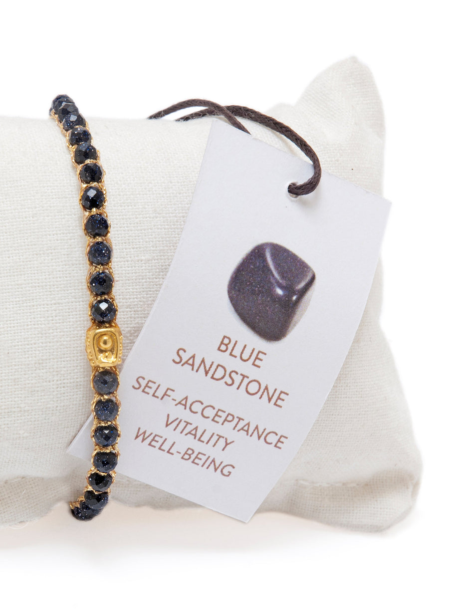 Blue Sandstone Bracelet | Gold