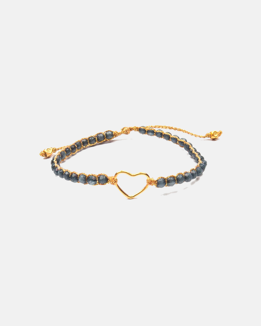 Blue Aventurine Heart Bracelet | Gold