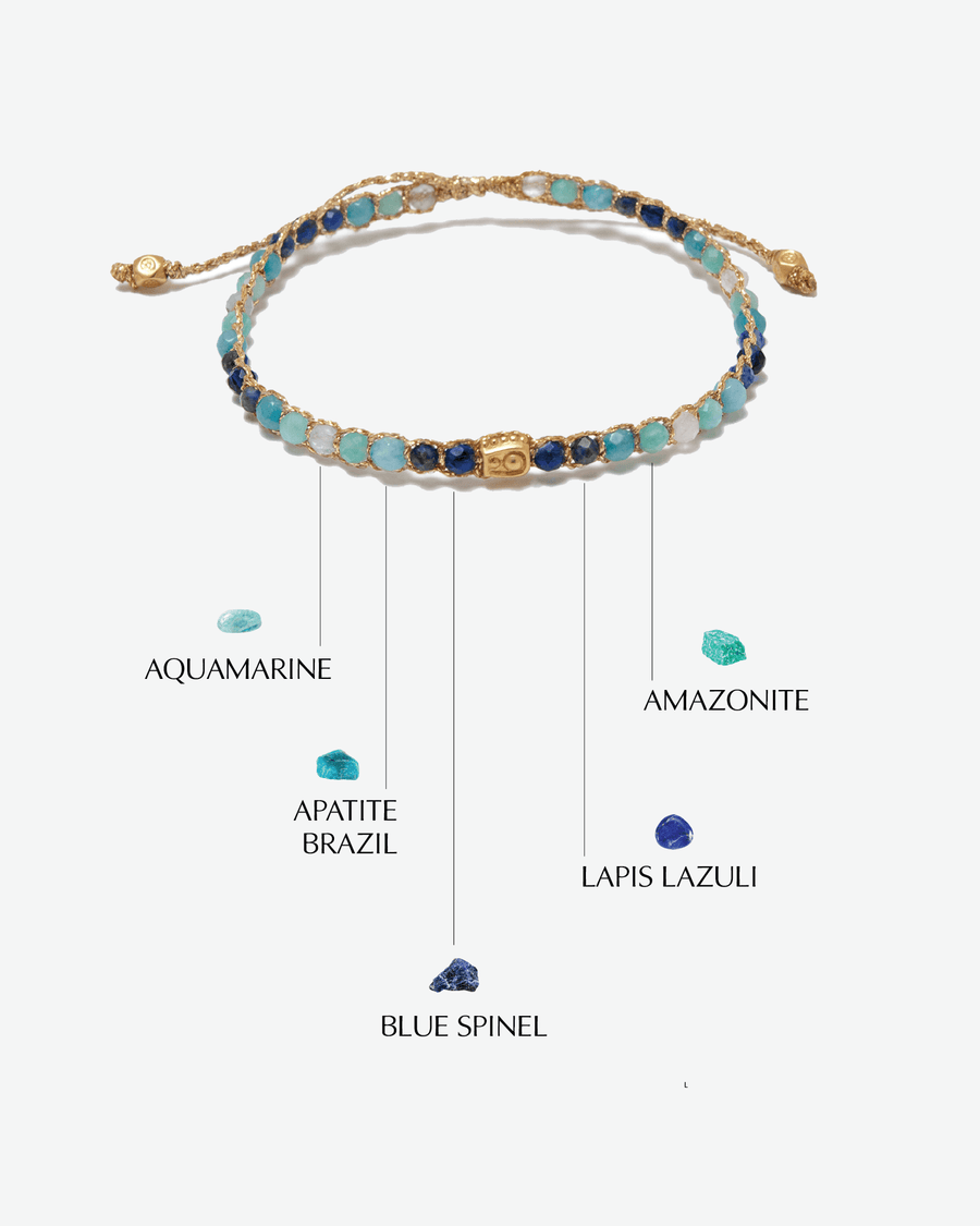Ombre Blue River Bracelet | Gold - Samapura Jewelry