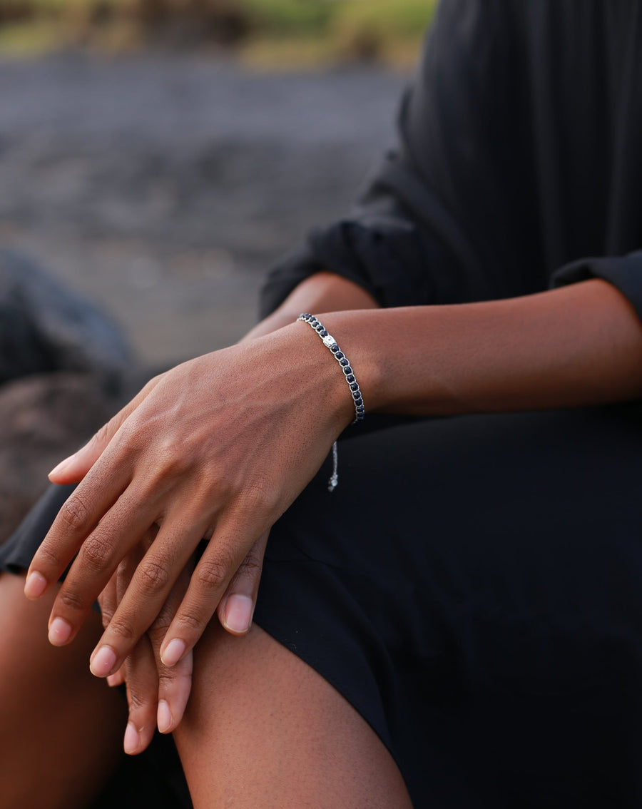 Blue Sandstone Bracelet | Silver