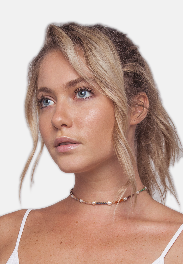 Pearl & Gemstone Choker | Gold