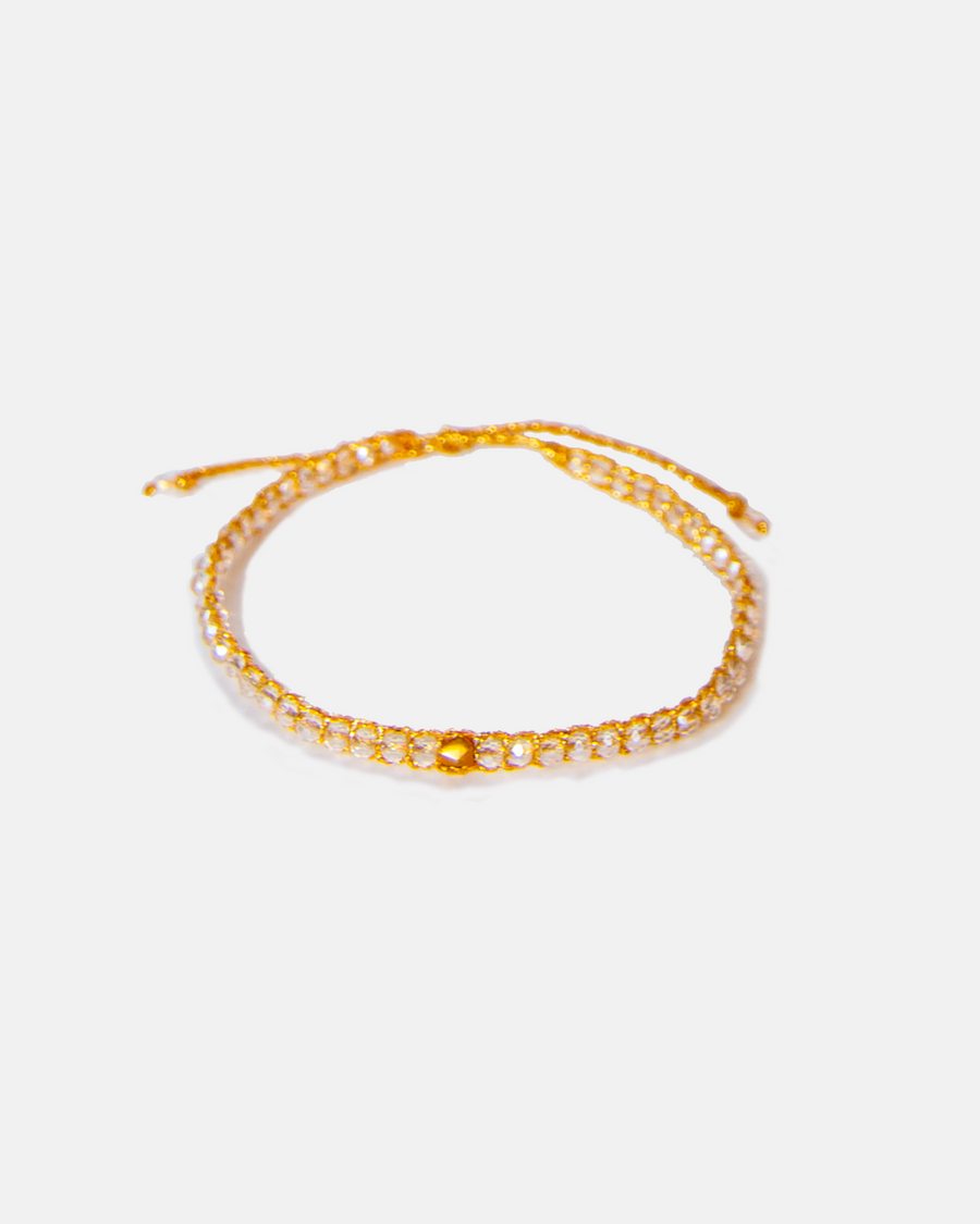 Crystal Clear Rainbow Nugget Bracelet | Gold