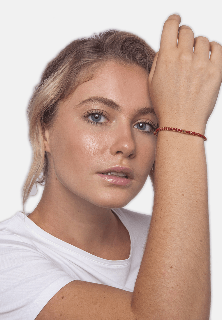 Crystal Red Nugget Bracelet | Gold - Samapura Jewelry