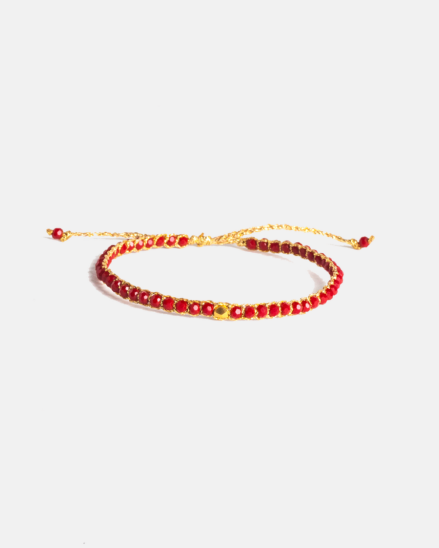 Crystal Red Nugget Bracelet | Gold