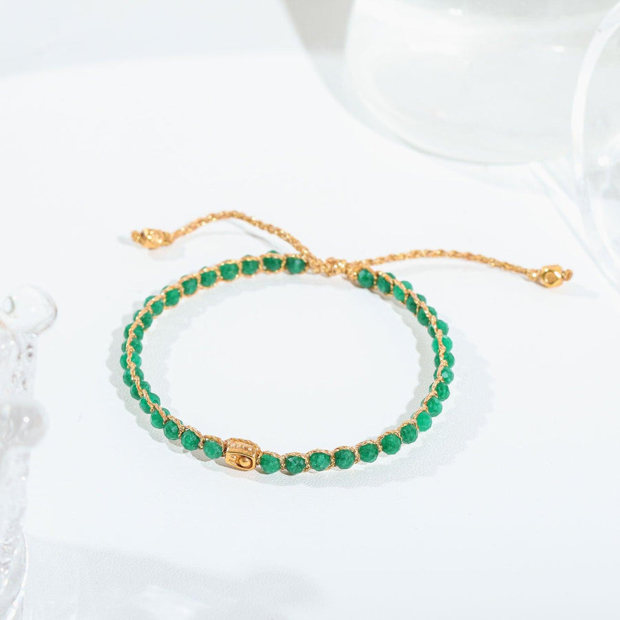Green Emerald Agate Bracelet | Gold - Samapura Jewelry
