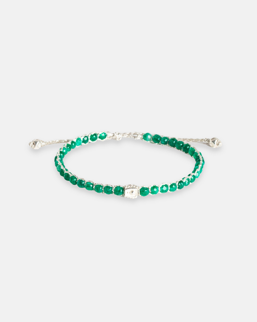 Green Emerald Agate  Bracelet | Silver