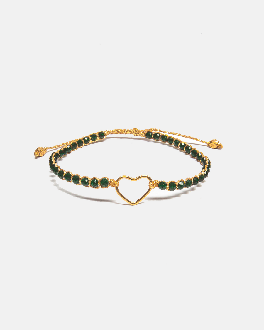 Green Spinel Heart Bracelet | Gold