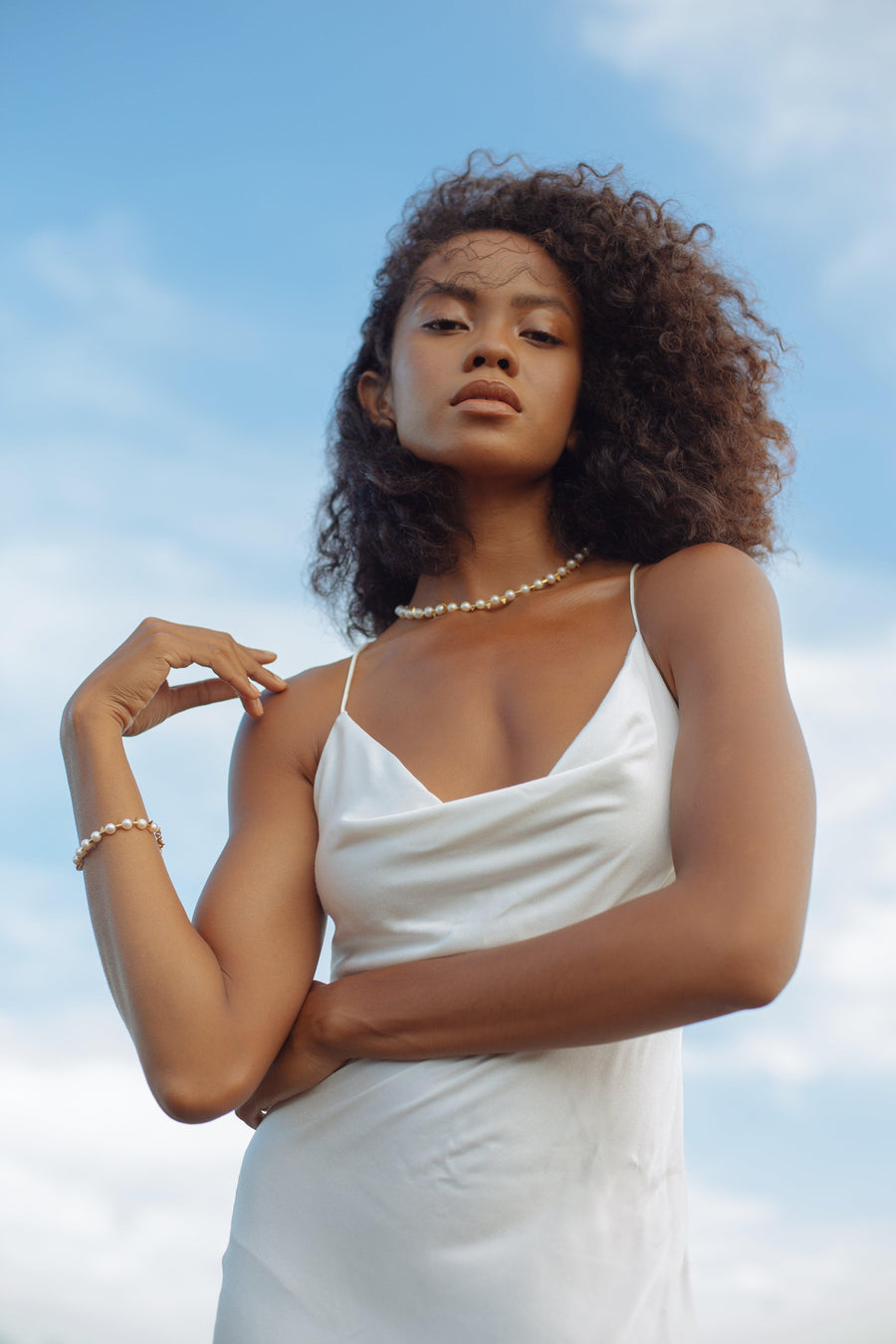 Fresh Water Pearl Necklace with Stud Beads Gold - Samapura Jewelry