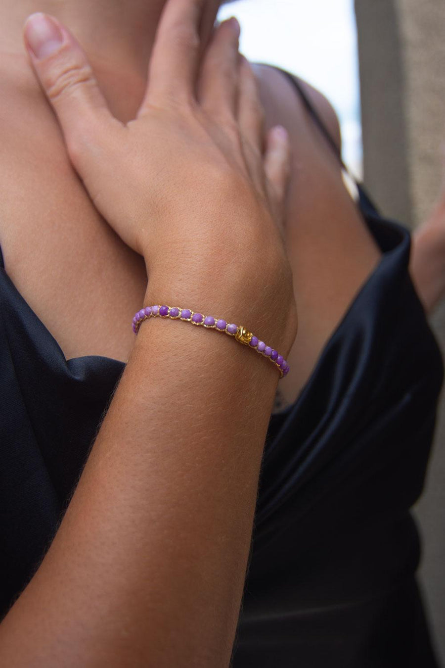 Charoite Bracelet | Gold - Samapura Jewelry