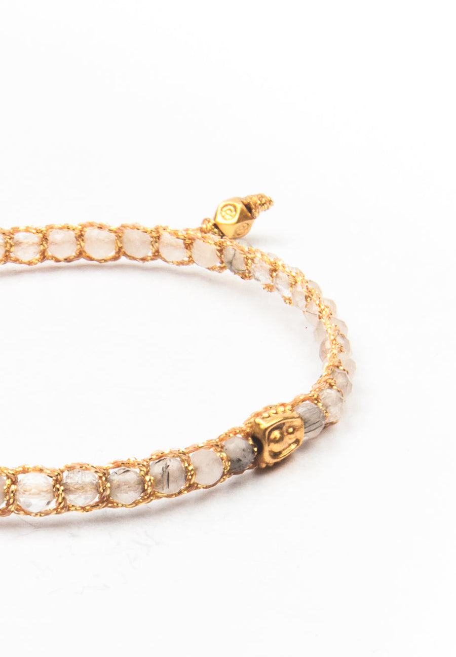 Clear Rutilated Quartz Bracelet | Gold