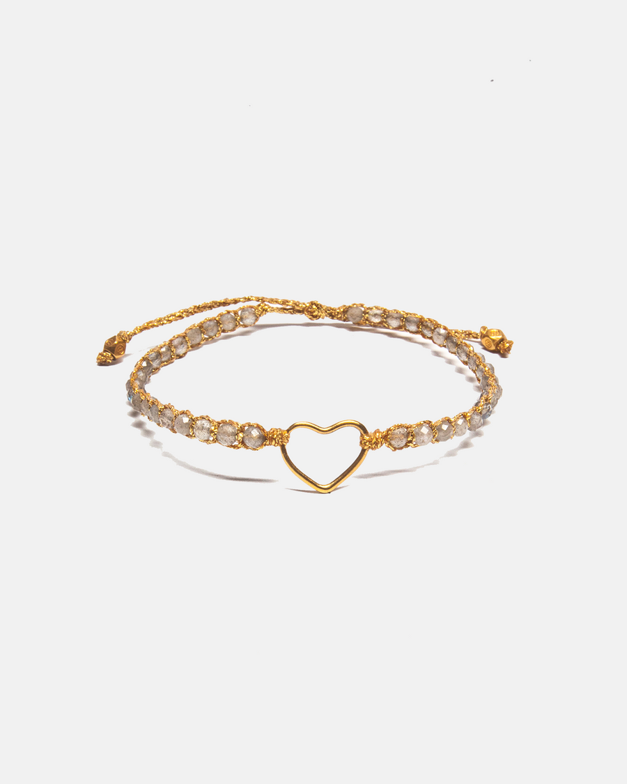 Labradorite Heart Bracelet | Gold