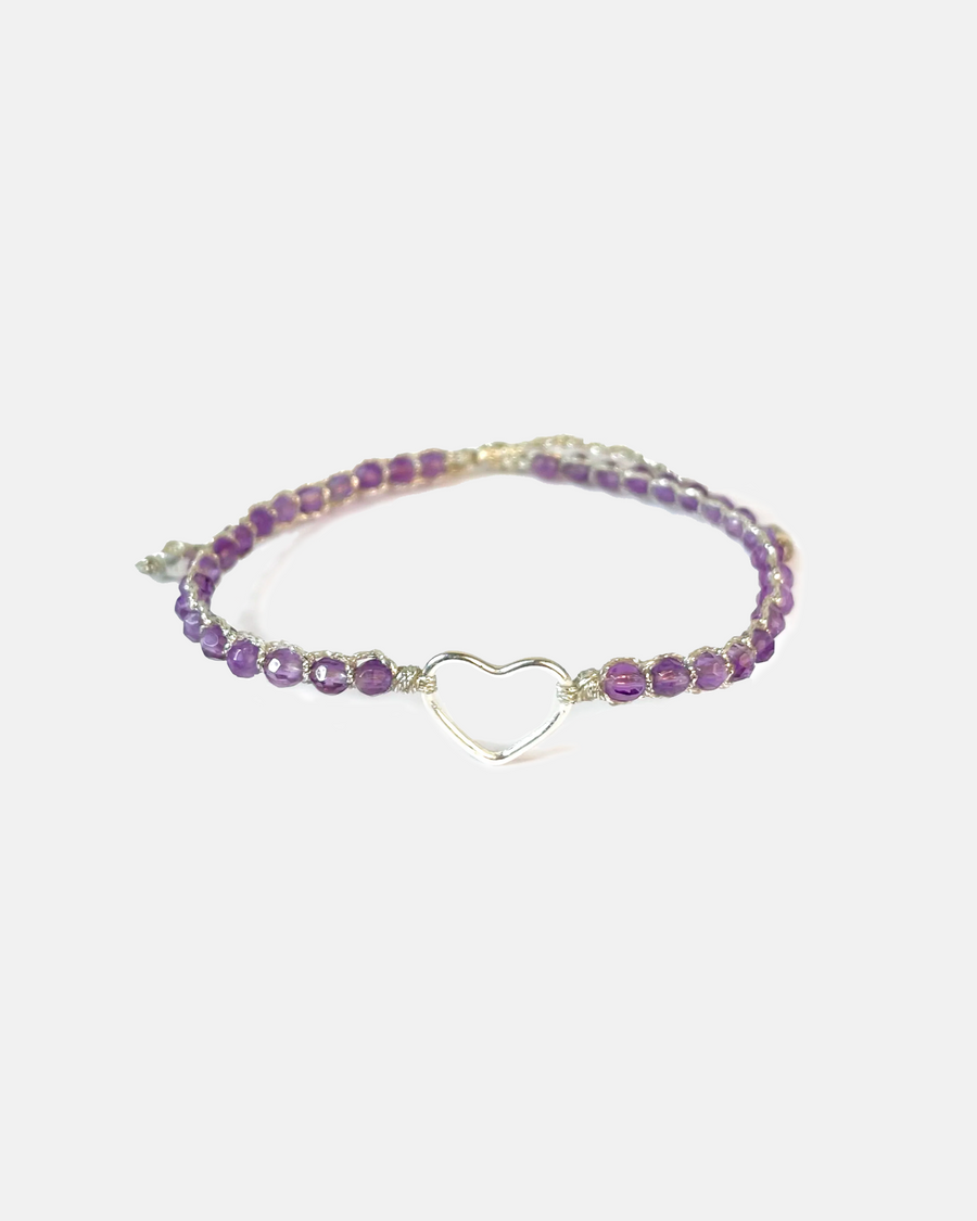 Light Amethyst Heart Bracelet | Gold