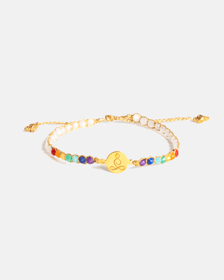 Lotus 7 Chakras Moonstone Bracelet | Gold - Samapura Jewelry